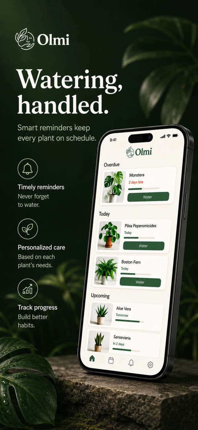 Olmi plant care dashboard